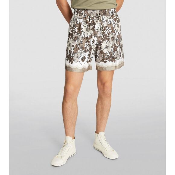 Amiri Shitake Flower Print Men's Bermuda Silk Shorts Size Small NWT